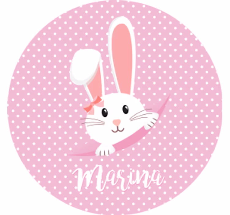 Posavasos personalizable Lindo conejito para niña con nombre - TenVinilo