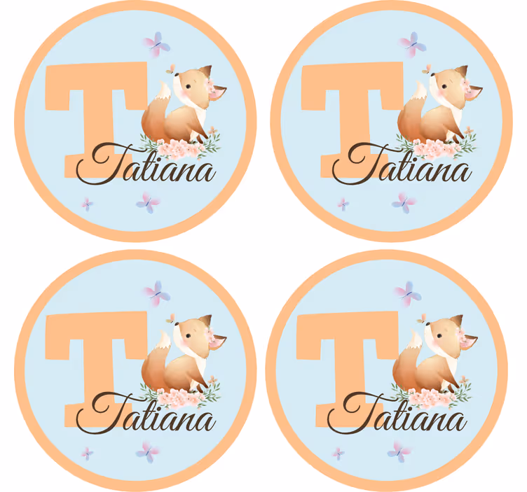 Posavasos personalizable diseño de zorro juguetón - TenVinilo