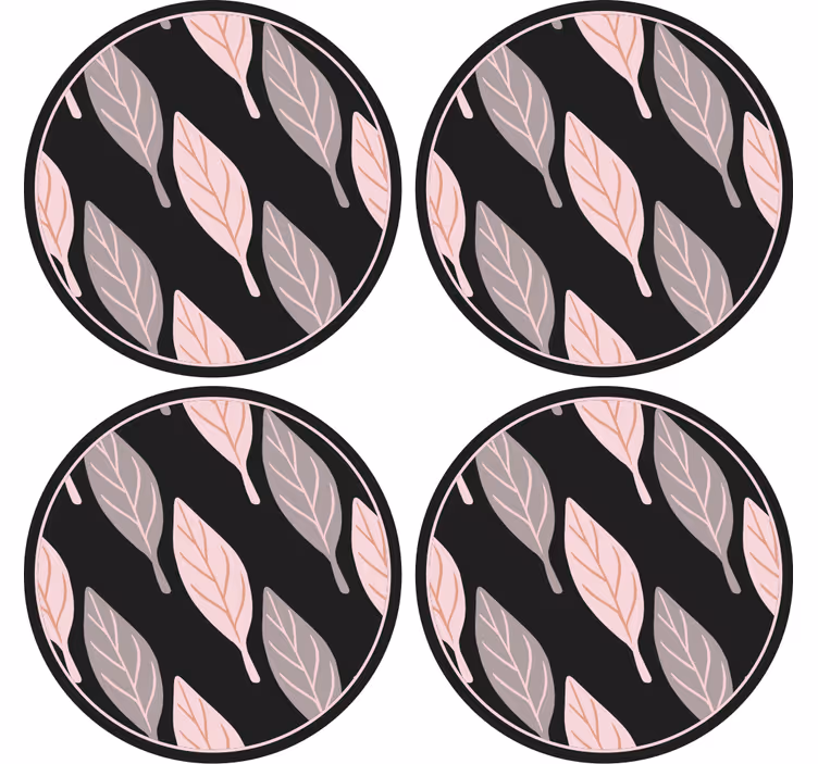 Posavasos moderno Hojas de bosque rosa y gris - TenVinilo