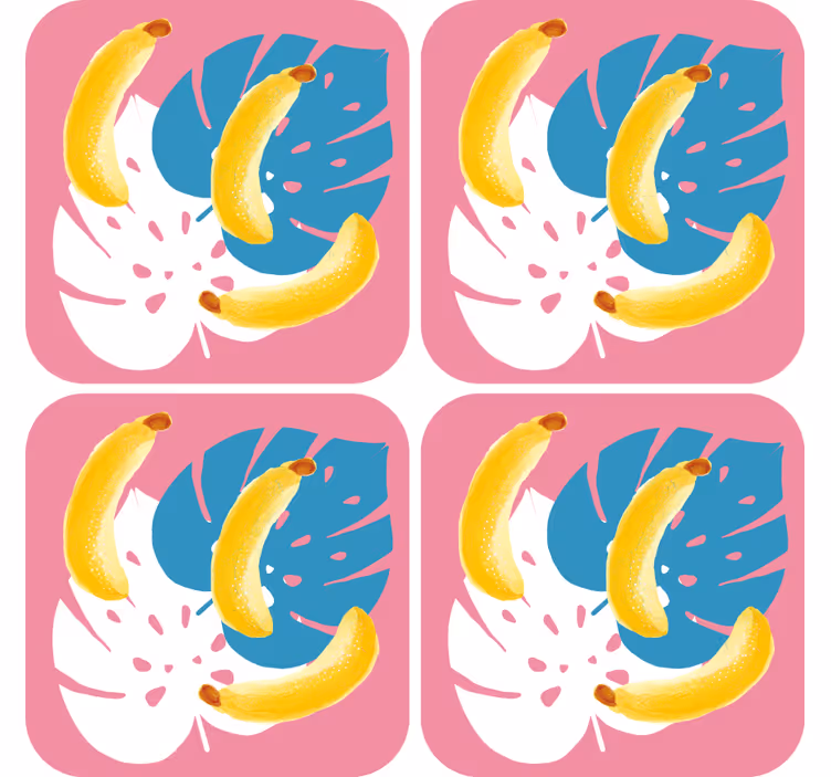 Posavasos vintage Plátano sobre fondo rosa - TenVinilo