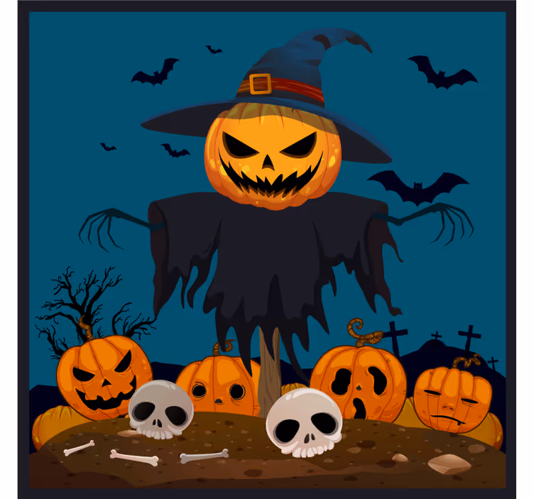 Posavasos halloween escena de calabaza y espantapájaros - TenVinilo
