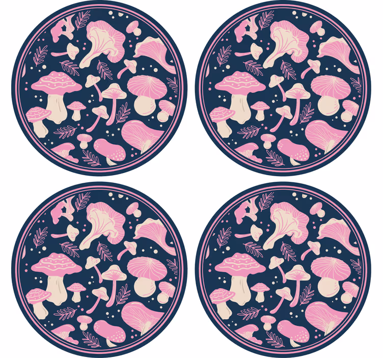 Posavasos frikis con patrones de setas caprichosos - TenVinilo