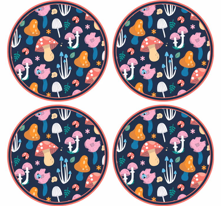 Posavasos frikis motivo de hongos vibrantes - TenVinilo