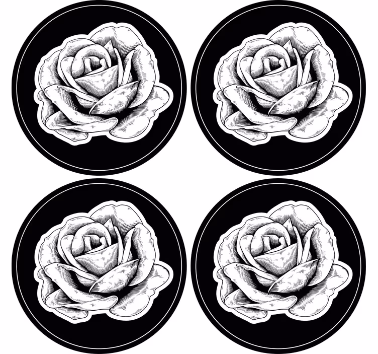 Posavasos rosa negra intrincada - TenVinilo