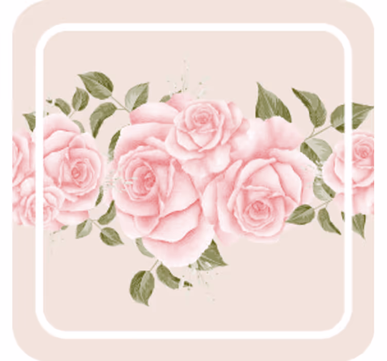 Posavasos moderno arreglo floral rosa - TenVinilo