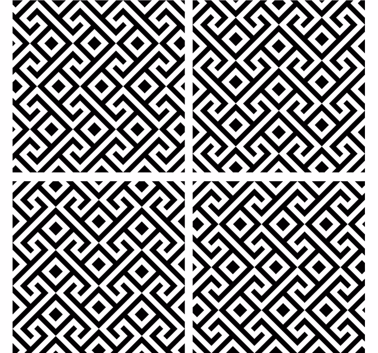 Posavasos patrón geométrico blanco y negro - TenVinilo