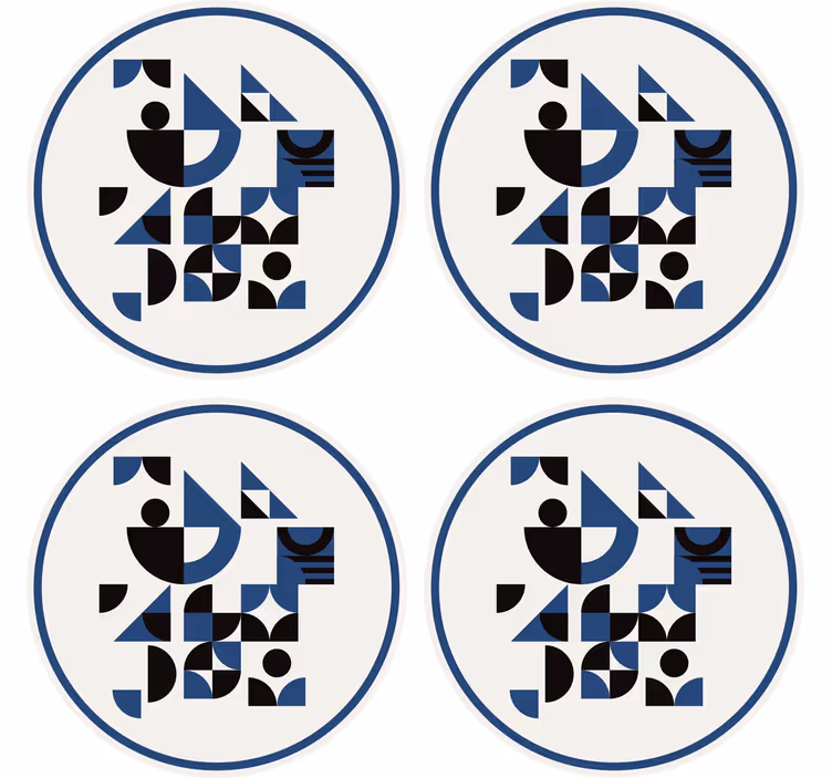 Posavasos moderno Rompecabezas azul y negro - TenVinilo