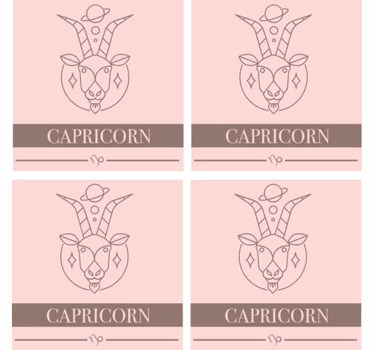 Posavasos moderno Capricornio tarjeta rosa signo del zodíaco - TenVinilo