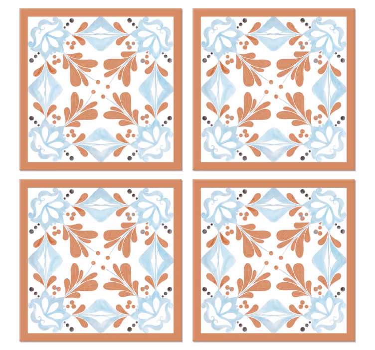 Posavasos azulejo Azulejos mediterráneos florales - TenVinilo