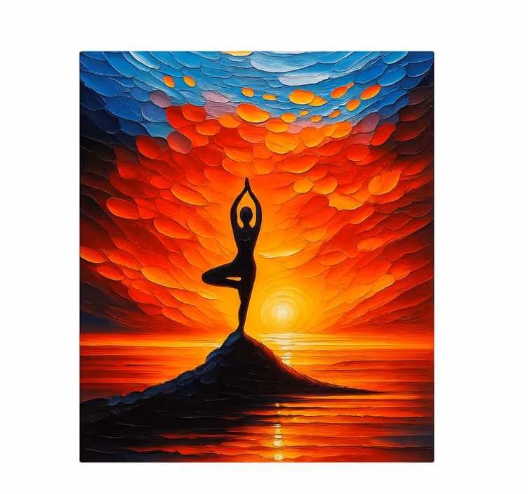 Cuadro deporte mosaico de yoga con sol - TenVinilo