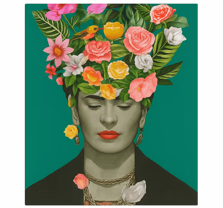 Cuadro artístico flores coloridas de frida kahlo - TenVinilo