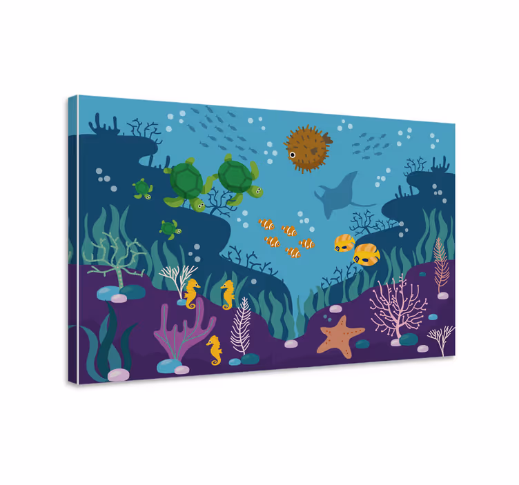Cuadro de peces fotomural infantil peces en el mar - TenVinilo
