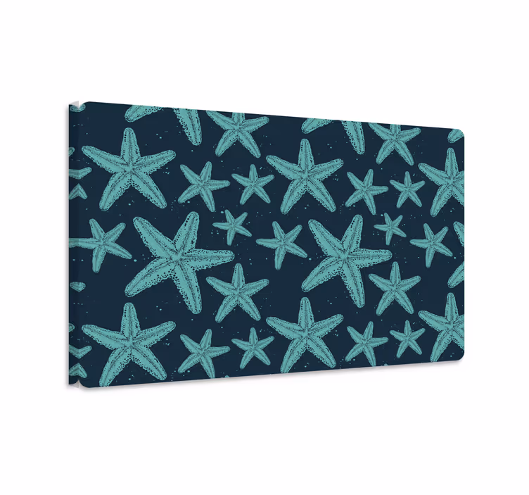 Cuadro de peces estrella de mar tonos azules portátil - TenVinilo