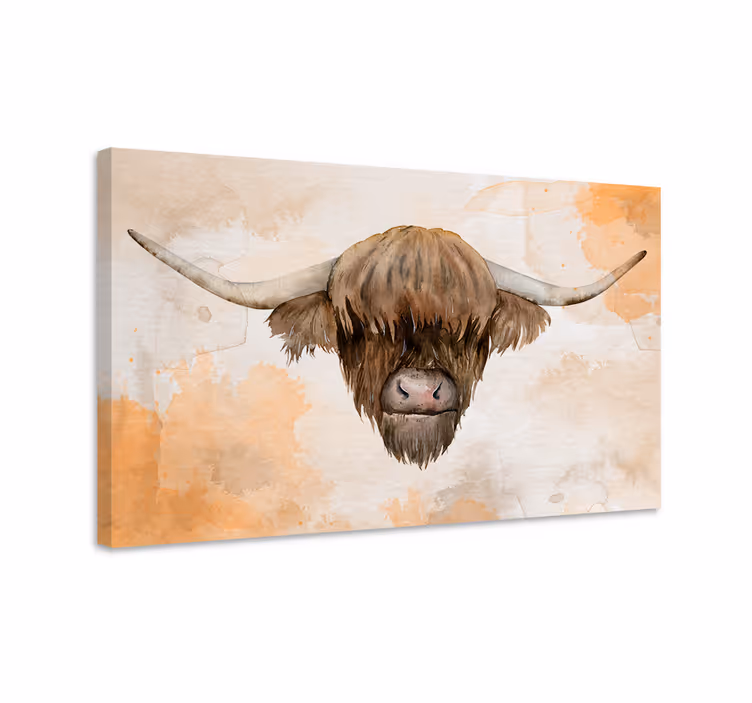Cuadro de animales bisonte fondo beige - TenVinilo