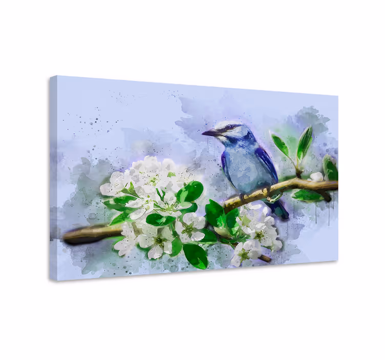 Cuadro árboles Flores y aves - TenVinilo