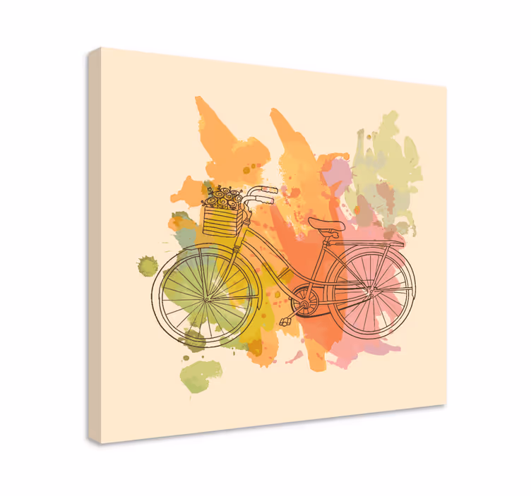 Cuadro vintage Bicicleta vintage con flores - TenVinilo