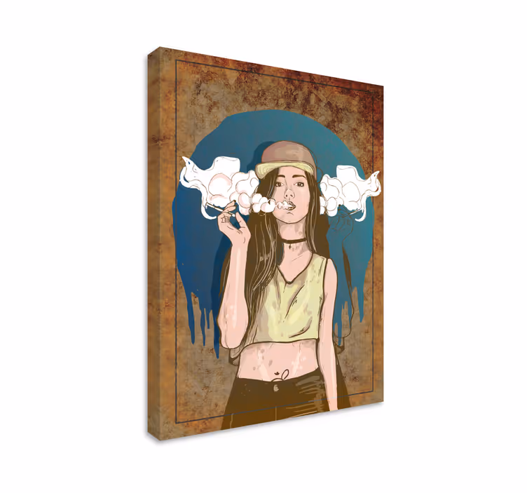 Cuadro arte hippie fumando - TenVinilo