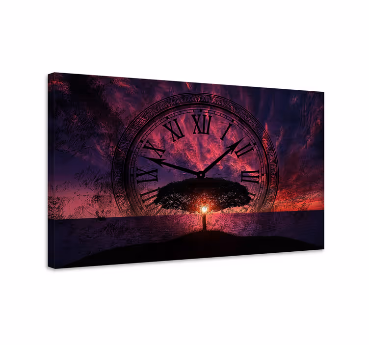 Cuadro abstracto Árbol eterno al atardecer - TenVinilo