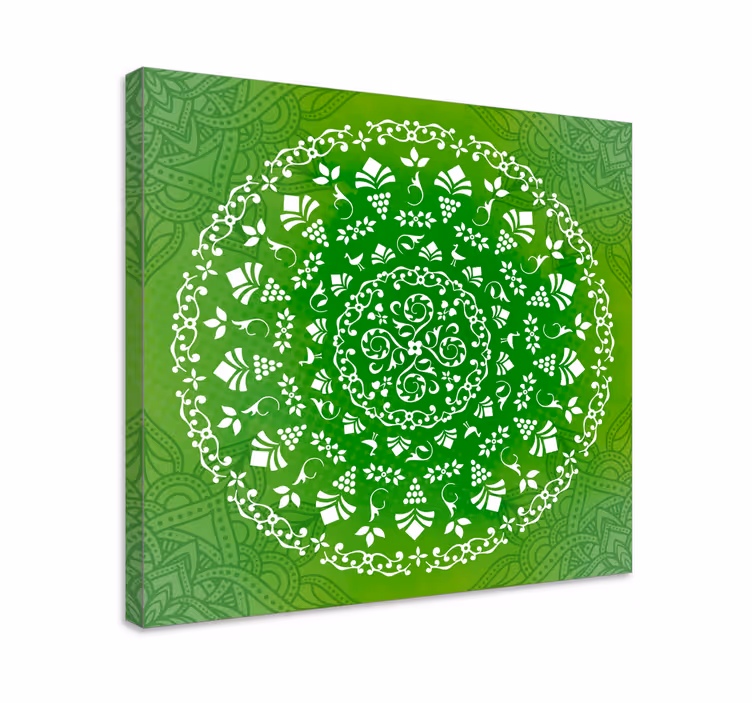 Cuadro mandala verde ornamental redondo - TenVinilo