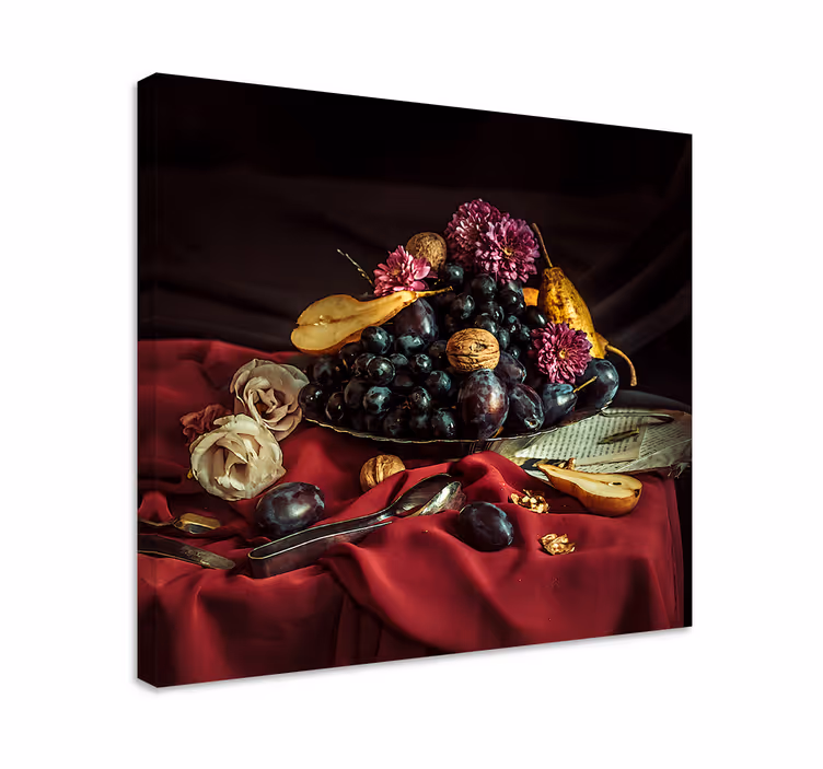 Cuadro bodegones Plato de frutas detallado - TenVinilo