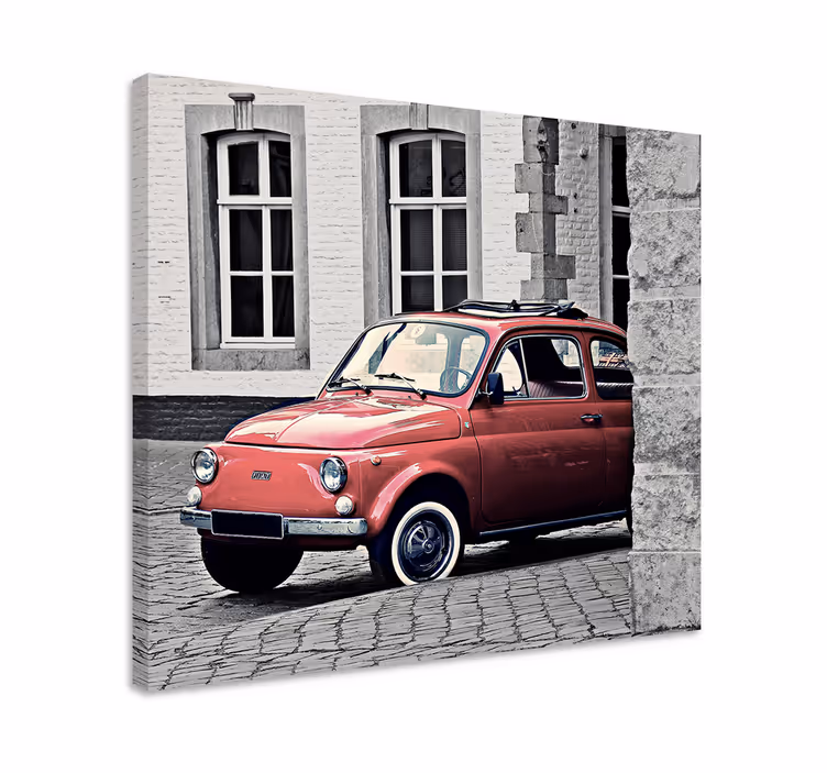 Cuadro retro vintage coche clásico rojo - TenVinilo