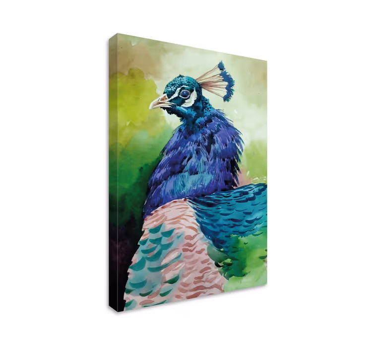Cuadro aves retrato de pavo real majestuoso - TenVinilo