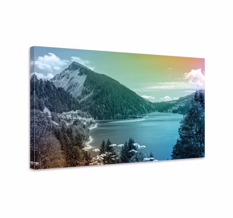 Cuadro paisajes vista de lago montañoso - TenVinilo