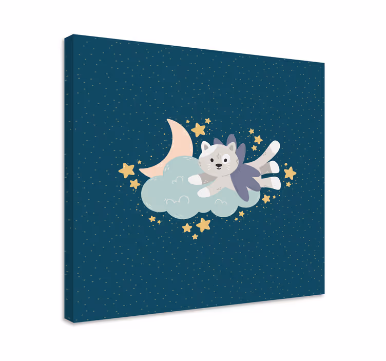 Pintura habitación bebé Gato y luna - TenVinilo