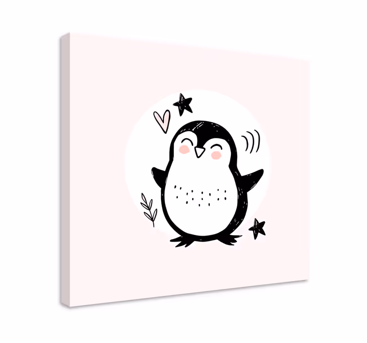 Cuadro para bebé pingüino dibujado doodle - TenVinilo
