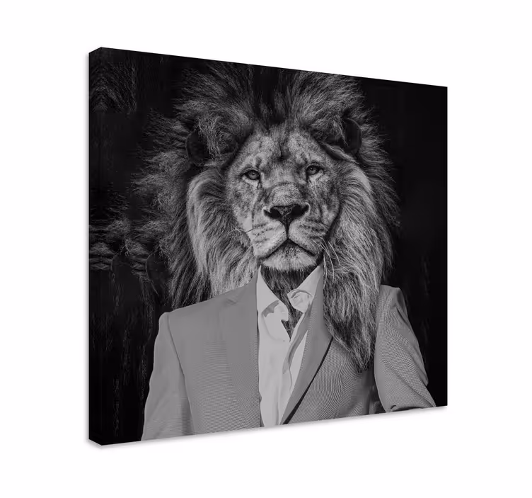 Cuadro animales león con traje - TenVinilo