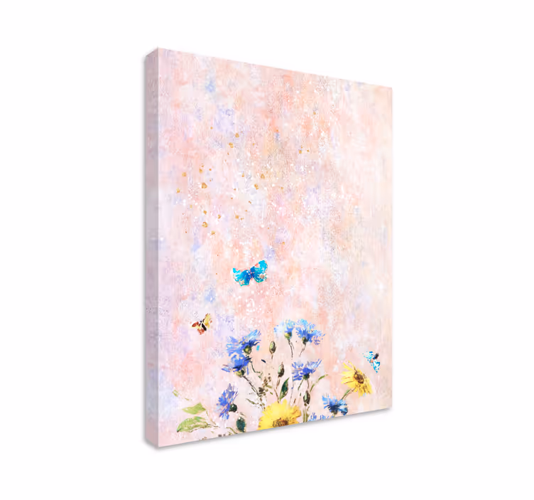 Cuadro de flores escena floral delicada - TenVinilo