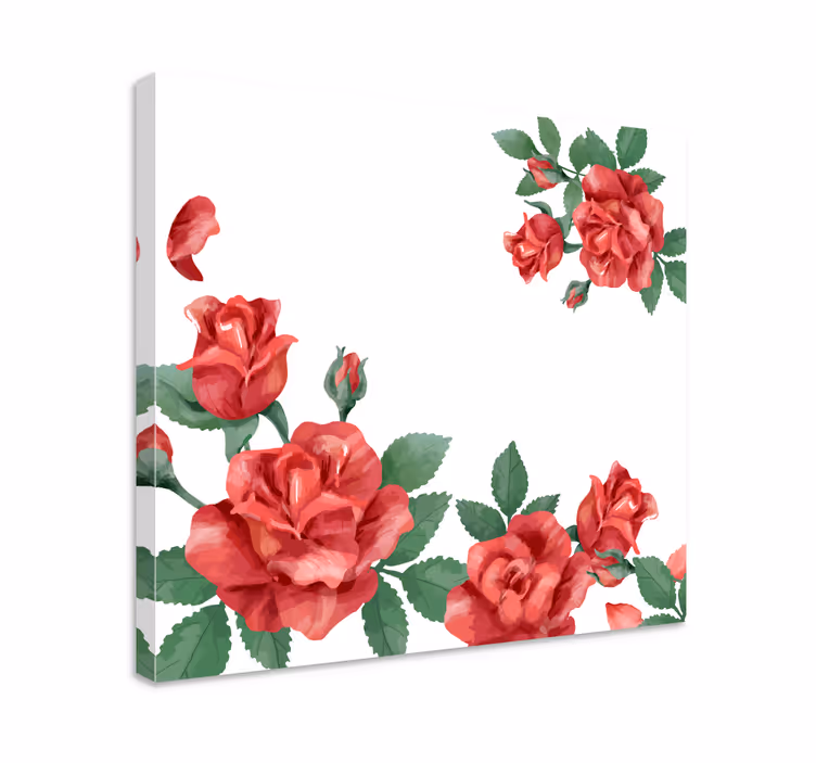 Cuadro de flores Rosas rojas sobre blanco - TenVinilo