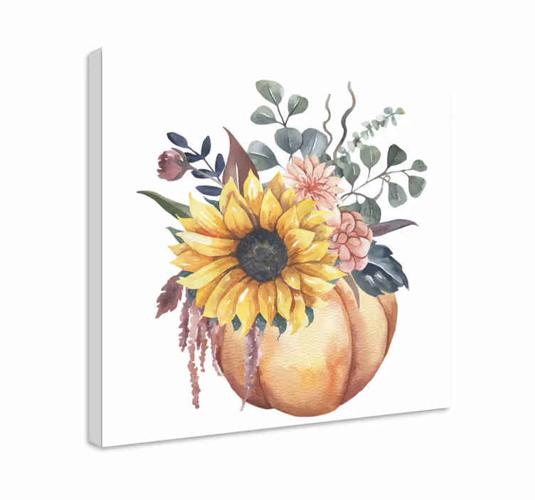 Cuadro bodegones Girasol muerto y calabaza - TenVinilo