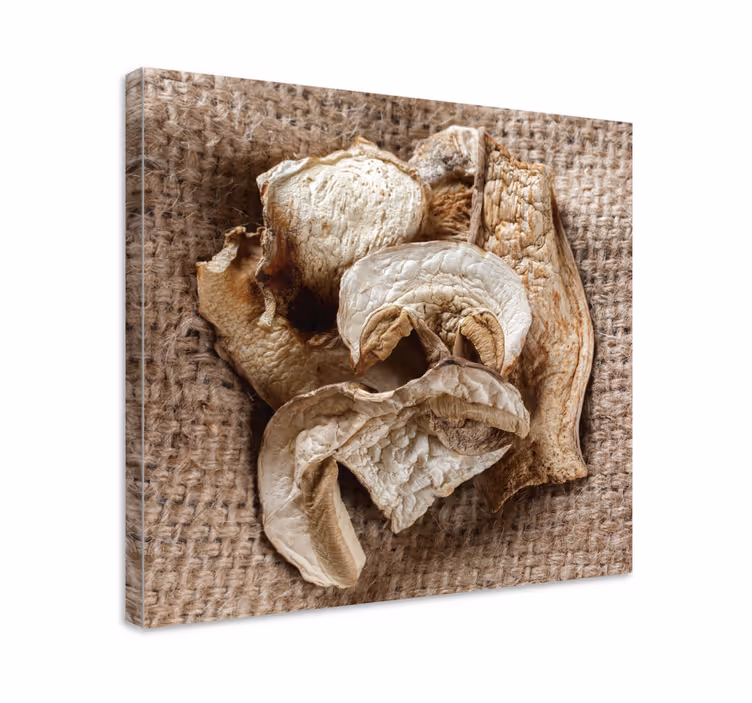 Cuadro bodegones Champiñones secos y cesta - TenVinilo