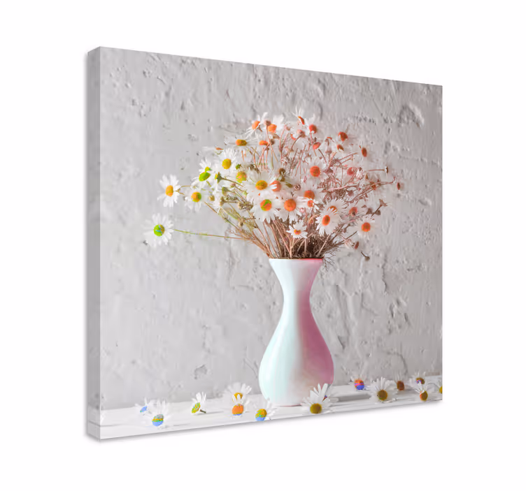 Cuadro de flores Flores de margarita en macetas de colores - TenVinilo