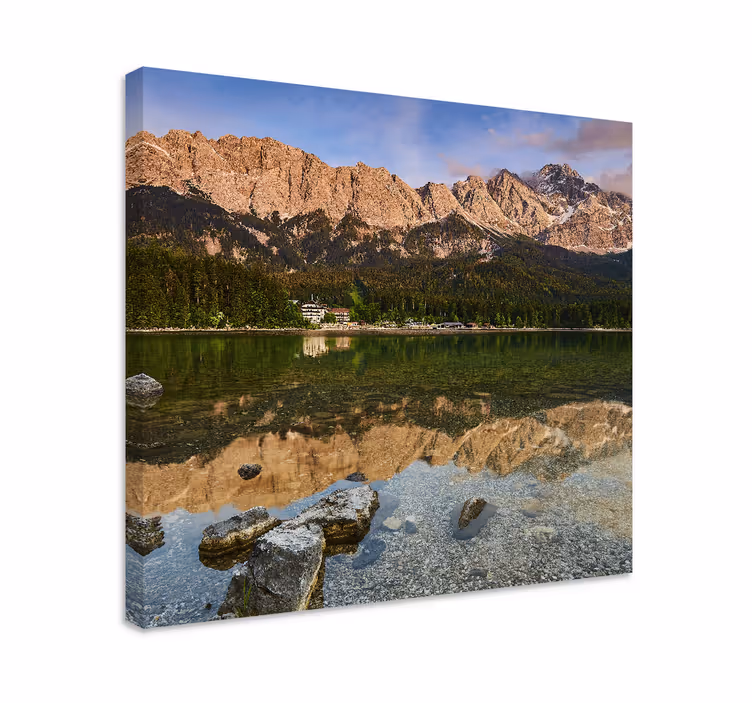 Cuadro paisajes lago de la reflexión montañosa - TenVinilo