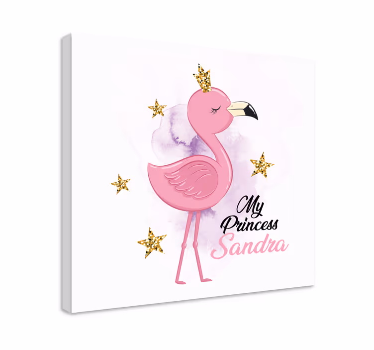 Cuadro animales mi princesa flamingo con nombre - TenVinilo