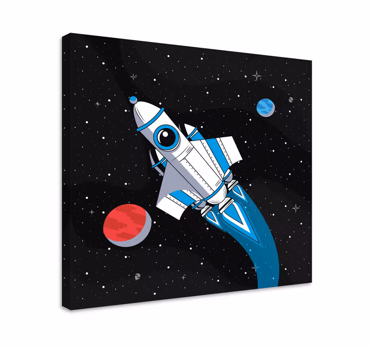 Cuadro infantil Transbordador espacial de dibujos animados en el  - TenVinilo