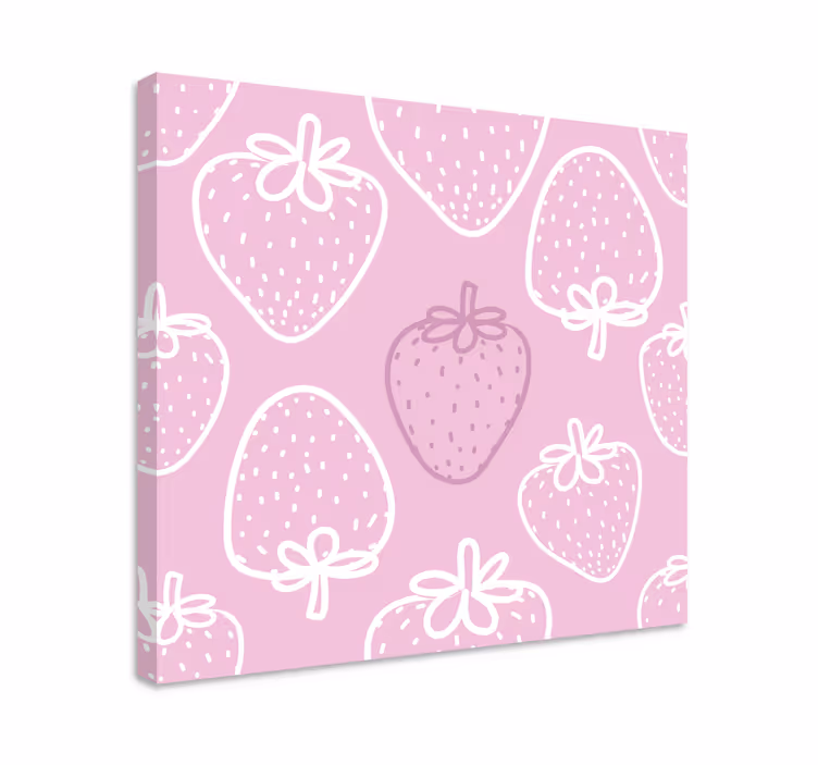Cuadro bodegones Patrón de fresa rosa transparente - TenVinilo