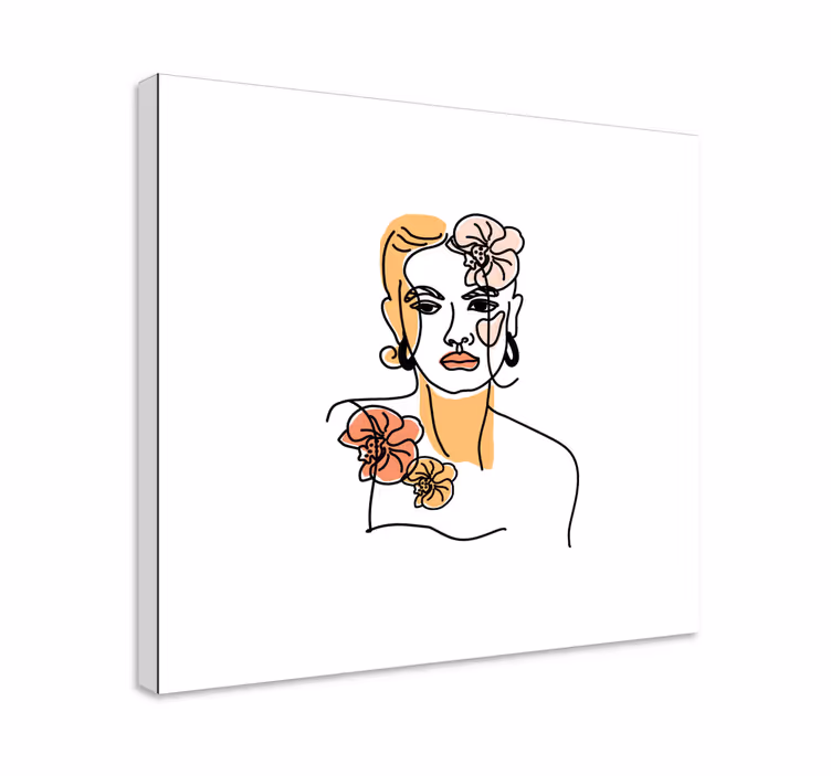 Cuadro de flores Rostro minimalista con orquídeas - TenVinilo