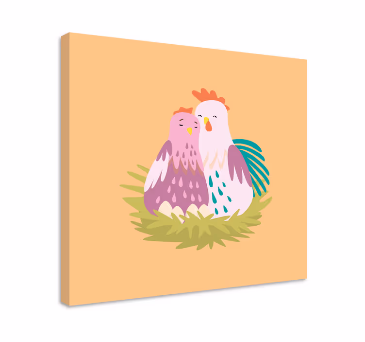 Cuadro aves Rosa pareja de pollito - TenVinilo