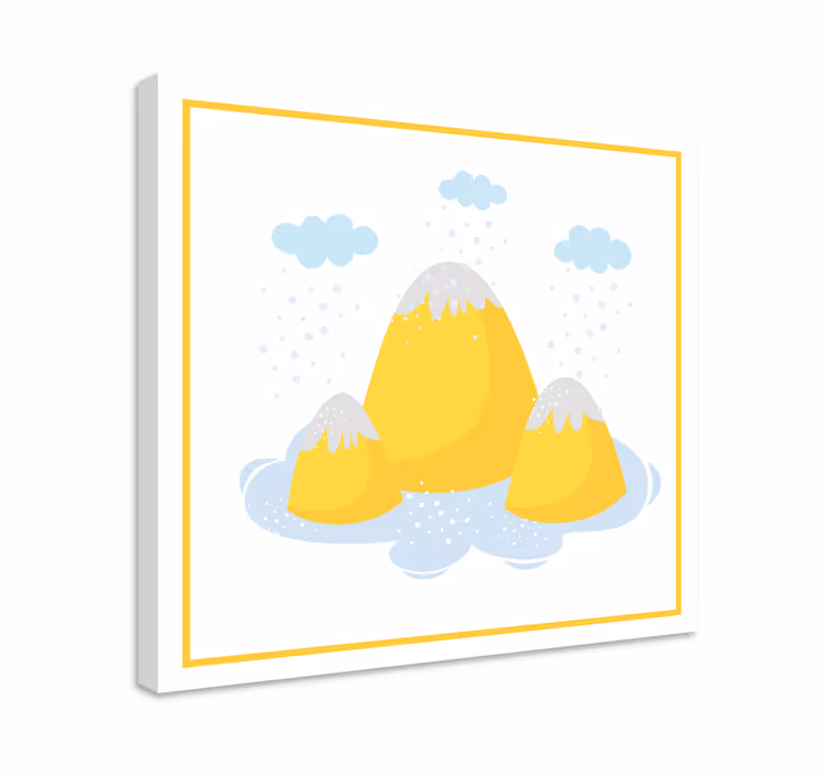 Cuadro infantil Montañas amarillas con gotas de lluvia - TenVinilo