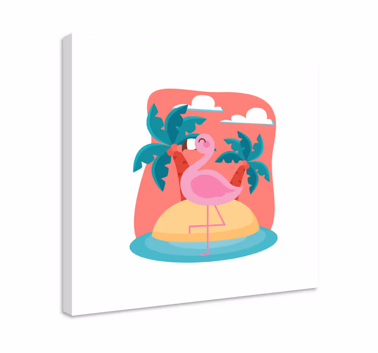 Cuadro para cocina Flamencos en una isla - TenVinilo