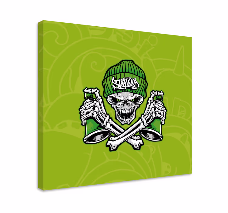 Cuadro moderno Graffiti de gafas de calavera verde - TenVinilo