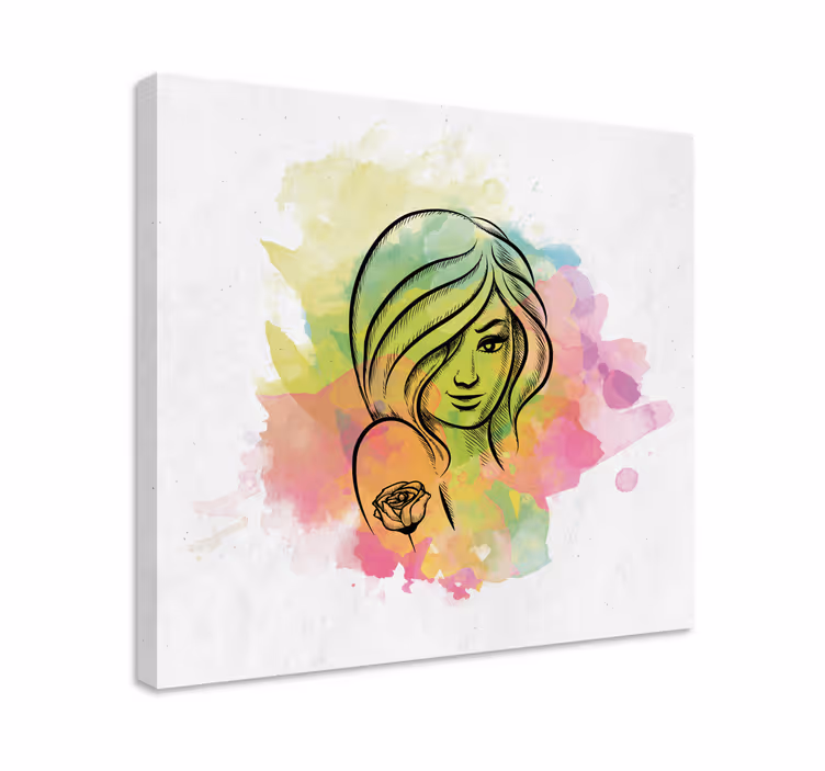 Cuadro de personas retrato femenino en acuarela - TenVinilo