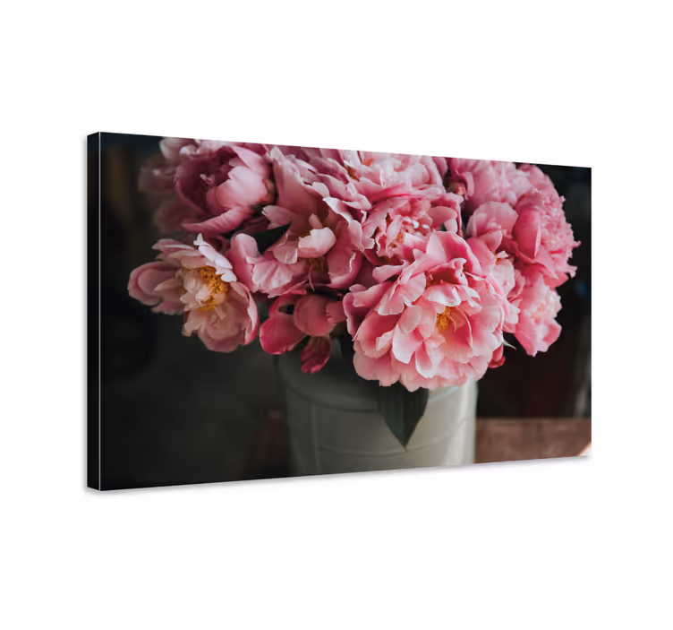 Cuadro de flores arreglo de peonias rosadas - TenVinilo