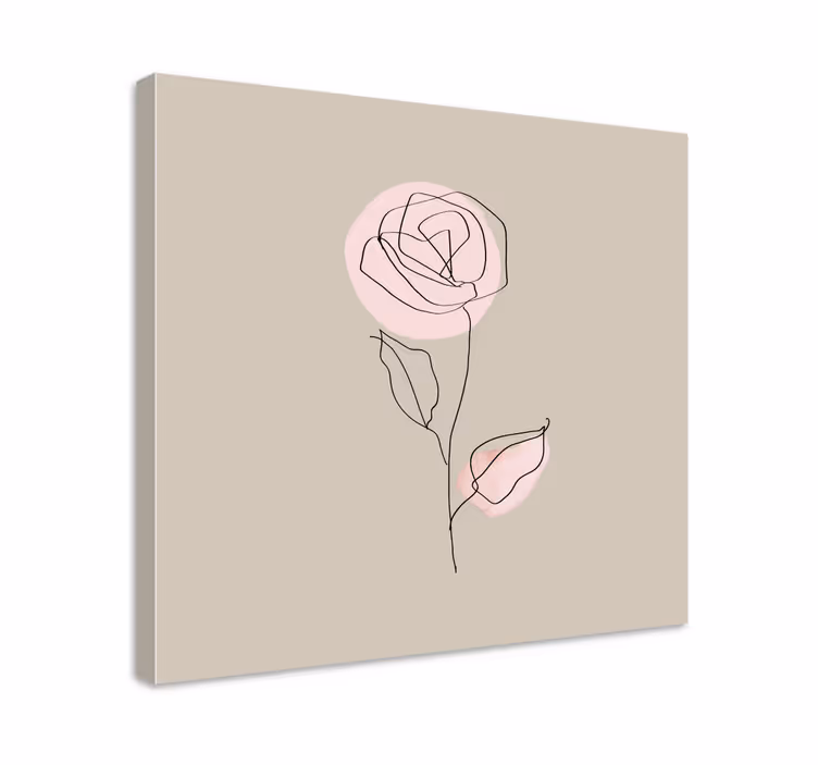 Cuadro de flores línea elegante rosa - TenVinilo