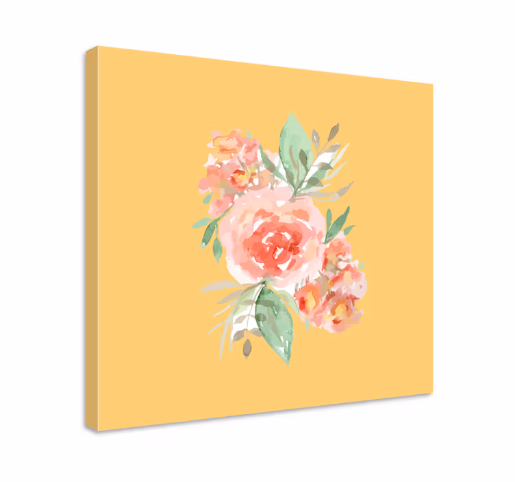 Cuadro de flores Pintura rosa amarilla vintage - TenVinilo