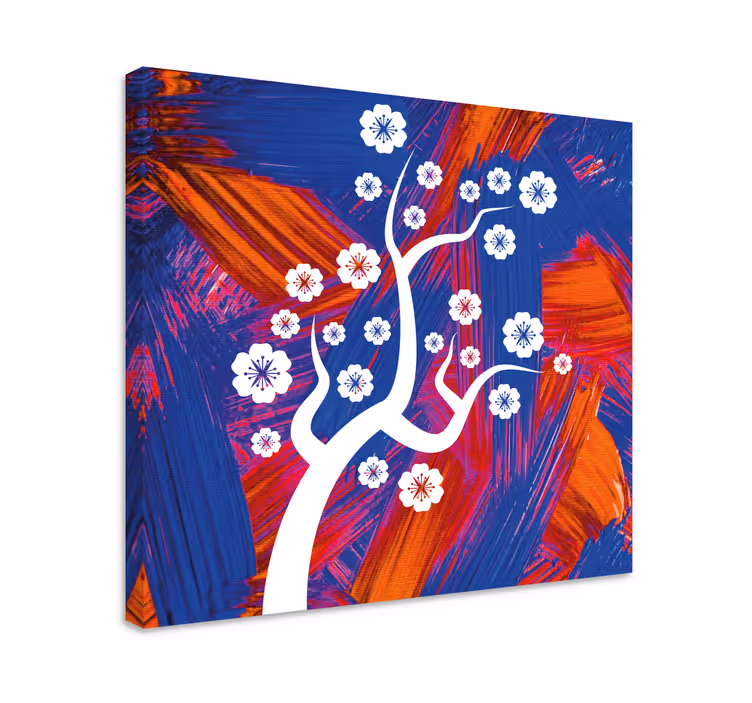 Cuadro 3d Blanco cereza azul y naranja - TenVinilo