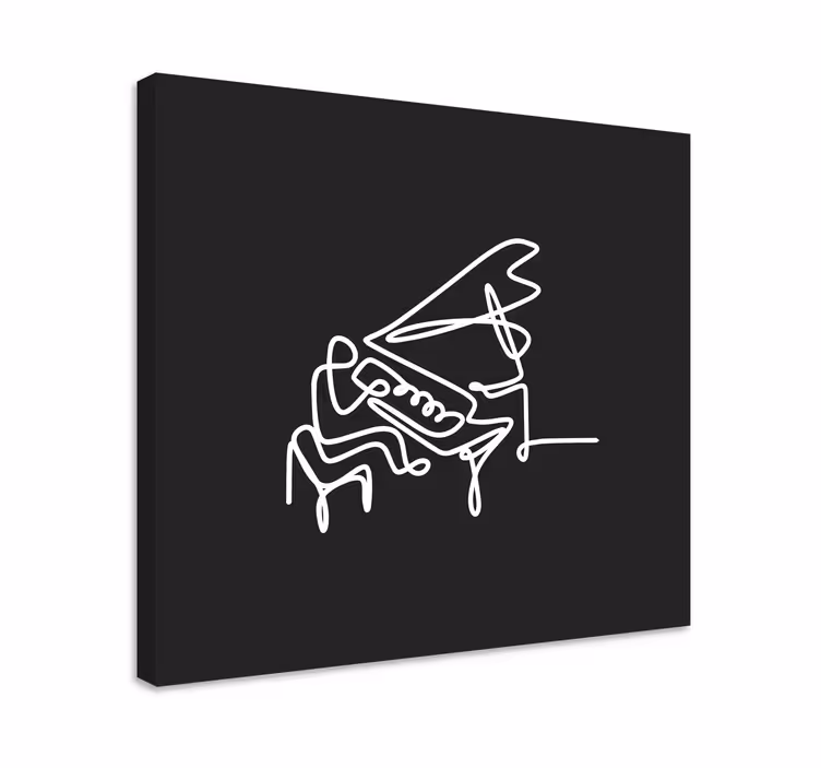 Cuadro musical Diseño de arte de línea de pianista - TenVinilo